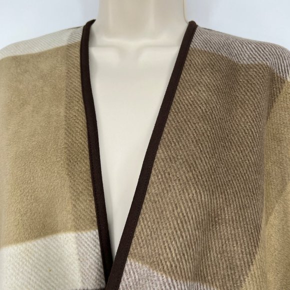 Woolrich Reversible Blanket Wrap Womens Brown Plaid One Size Poncho Cape - Picture 3 of 9